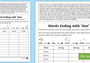 Transcription Practice Worksheet Along with Year 2 Spelling Practice Words Ending with Tion Homework