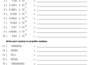Transition to Algebra Worksheets with Writing Numbers In Scientific Notation Math Aids