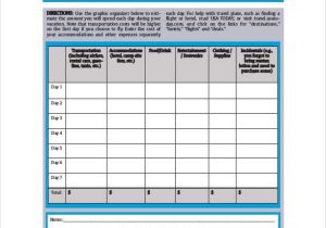 Travel Budget Worksheet Along with Sample Travel Bud Monthly Expense Report Template General