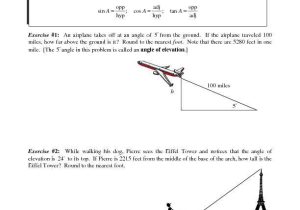 Trig Word Problems Worksheet Answers Also solving Right Triangles Worksheet
