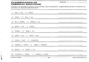 Types Of Chemical Bonds Worksheet Answers with Determining Types Chemical Reactions Worksheet Kidz Activities