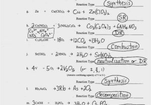 Types Of Chemical Reactions Worksheet together with Six Types Chemical Reactions Worksheet Image Collections