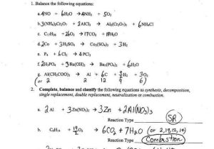 Types Of Reactions Worksheet then Balancing and Types Chemical Reactions Worksheet Inspirational Ws 4 6 Types
