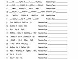 Types Of Reactions Worksheet then Balancing together with Six Types Chemical Reactions Worksheet Image Collections