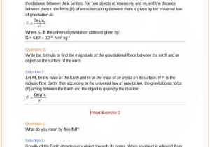 Universal Gravitation Worksheet Physics Classroom Answers as Well as Ncert solutions for Class 9 Science Chapter 10 Gravitation