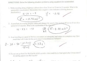 Velocity and Acceleration Worksheet Also Calculating Speed Time Distance and Acceleration Worksheet Answers
