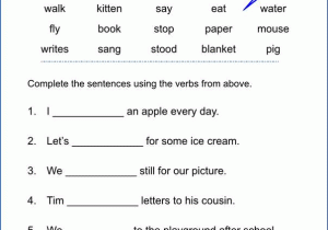 Verb Worksheets 1st Grade Also Free Printable Verb Worksheets Worksheets for All
