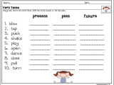Verb Worksheets 1st Grade together with Past Present Future Tense Verb Worksheet Worksheets for All