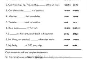 Verb Worksheets 2nd Grade and Agreement Subject and Verb Worksheets and Answers New 149 Best