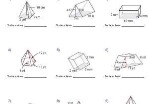 Volume Of Prisms Worksheet Along with Geometry Surface area and Volume Worksheet Answers Worksheets for