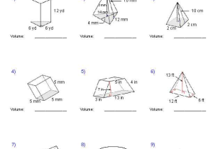 Volume Of Prisms Worksheet and Geometry Surface area and Volume Worksheet Answers Worksheets for