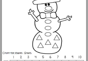Winter Math Worksheets or Snowman Shapes Graph