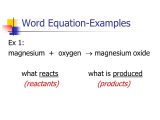 Word Equations Chemistry Worksheet together with 2 3 Types Of Chemical Reactions P Word Equation A Word Equation