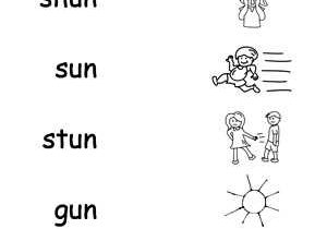 Word Family Worksheets Kindergarten Also Un Word Family Picture Match