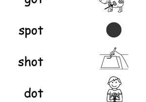 Word Family Worksheets Kindergarten together with Ot Word Family Picture Match