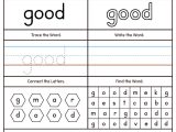 Word Family Worksheets Pdf Also Kindergarten Sight Words Free Printable Worksheets Beautiful High