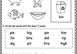 Words with the Same Vowel sound Worksheets or Short I sound Worksheet