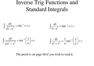 Worksheet 7.4 Inverse Functions Answers Along with Ppt Inverse Trig Functions and Standard Integrals Powerpoi