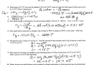 Worksheet Calculations Involving Specific Heat with Specific Heat Worksheet 2bb A9b Battk