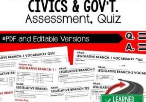 Worksheet the Legislative Branch Answer Key as Well as Legislative Branch Quiz Teaching Resources