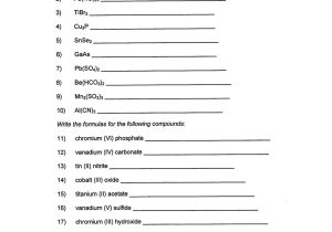 Writing Binary Ionic formulas Worksheet Answers together with Chemical Names and formulas Worksheet Answers Worksheet for