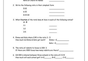Writing Ratios In 3 Different Ways Worksheets or Ks3 Maths Worksheets Ratio & Proportion