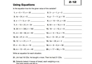 Year 8 Algebra Worksheets or Using Variables to Write Expressions Worksheet Work